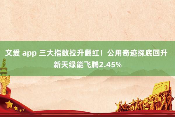 文爱 app 三大指数拉升翻红！公用奇迹探底回升 新天绿能飞腾2.45%