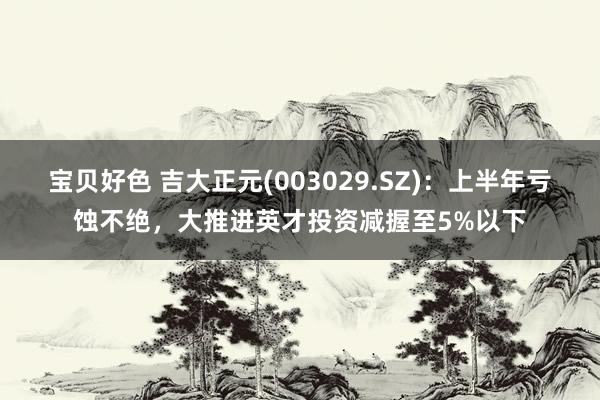 宝贝好色 吉大正元(003029.SZ)：上半年亏蚀不绝，大推进英才投资减握至5%以下