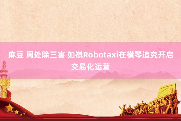 麻豆 周处除三害 如祺Robotaxi在横琴追究开启交易化运营