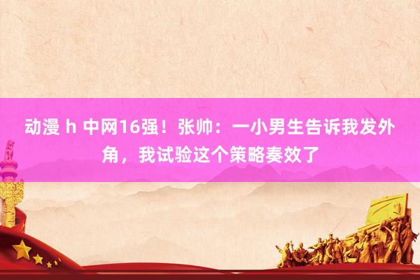 动漫 h 中网16强！张帅：一小男生告诉我发外角，我试验这个策略奏效了