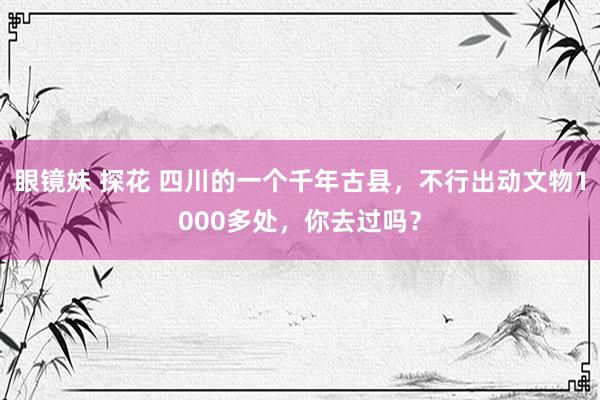 眼镜妹 探花 四川的一个千年古县，不行出动文物1000多处，你去过吗？