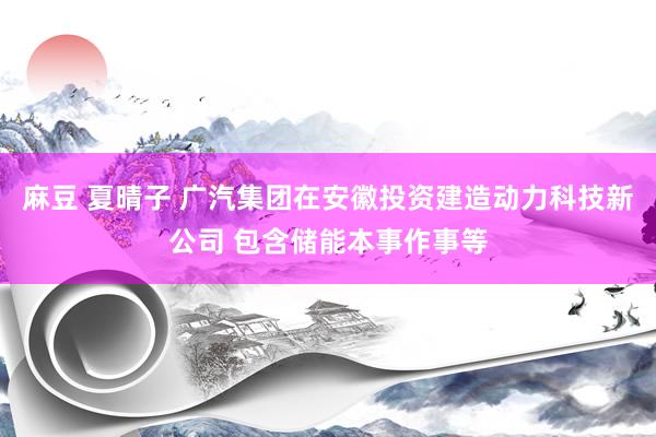 麻豆 夏晴子 广汽集团在安徽投资建造动力科技新公司 包含储能本事作事等