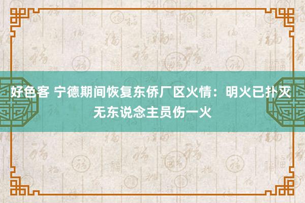 好色客 宁德期间恢复东侨厂区火情：明火已扑灭 无东说念主员伤一火