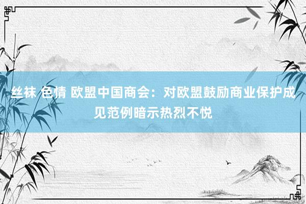 丝袜 色情 欧盟中国商会：对欧盟鼓励商业保护成见范例暗示热烈不悦