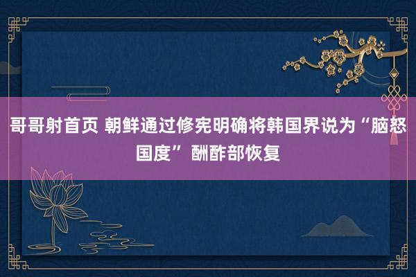 哥哥射首页 朝鲜通过修宪明确将韩国界说为“脑怒国度” 酬酢部恢复