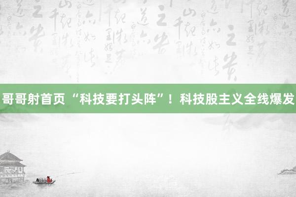 哥哥射首页 “科技要打头阵”！科技股主义全线爆发