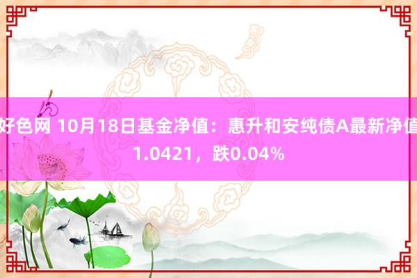 好色网 10月18日基金净值：惠升和安纯债A最新净值1.0421，跌0.04%