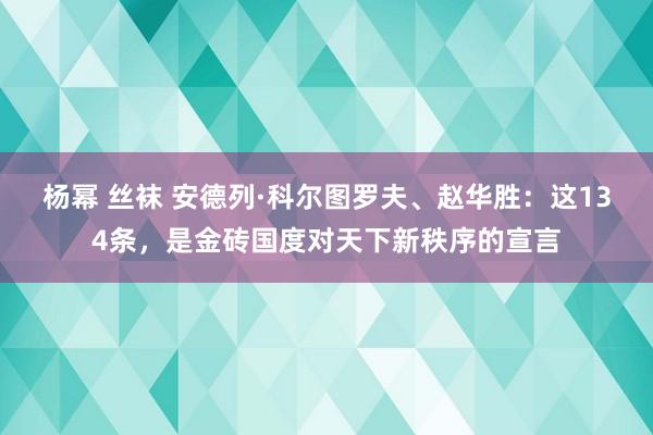 杨幂 丝袜 安德列·科尔图罗夫、赵华胜：这134条，是金砖国度对天下新秩序的宣言