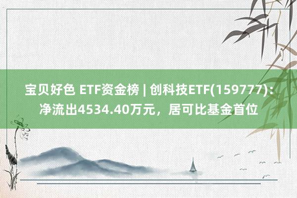 宝贝好色 ETF资金榜 | 创科技ETF(159777)：净流出4534.40万元，居可比基金首位