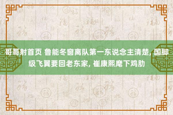 哥哥射首页 鲁能冬窗离队第一东说念主清楚， 国脚级飞翼要回老东家， 崔康熙麾下鸡肋