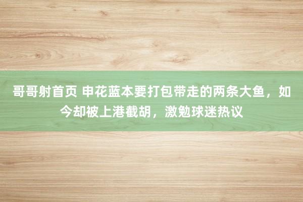 哥哥射首页 申花蓝本要打包带走的两条大鱼，如今却被上港截胡，激勉球迷热议